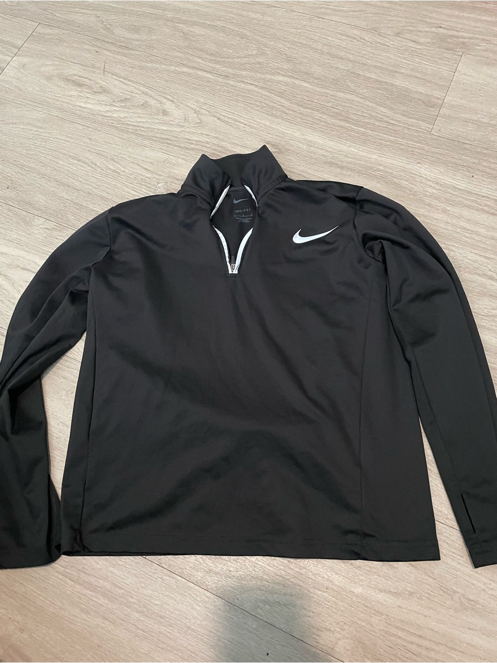 Nike Black Quarter-Zip Sweatshirt with White Swoosh